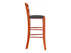 Taburete alto de madera de naranjo h 73 cm Rustic con asiento de polipiel antracita
