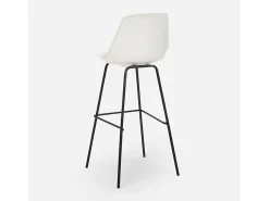 Taburete alto de metal para barra de cocina con cojín de diseño moderno Willis - Blanco