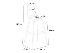 Taburete alto de metal para barra de cocina con cojín de diseño moderno Willis - Blanco