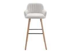 taburete alto de tela y madera de haya - Crema - ELEANA