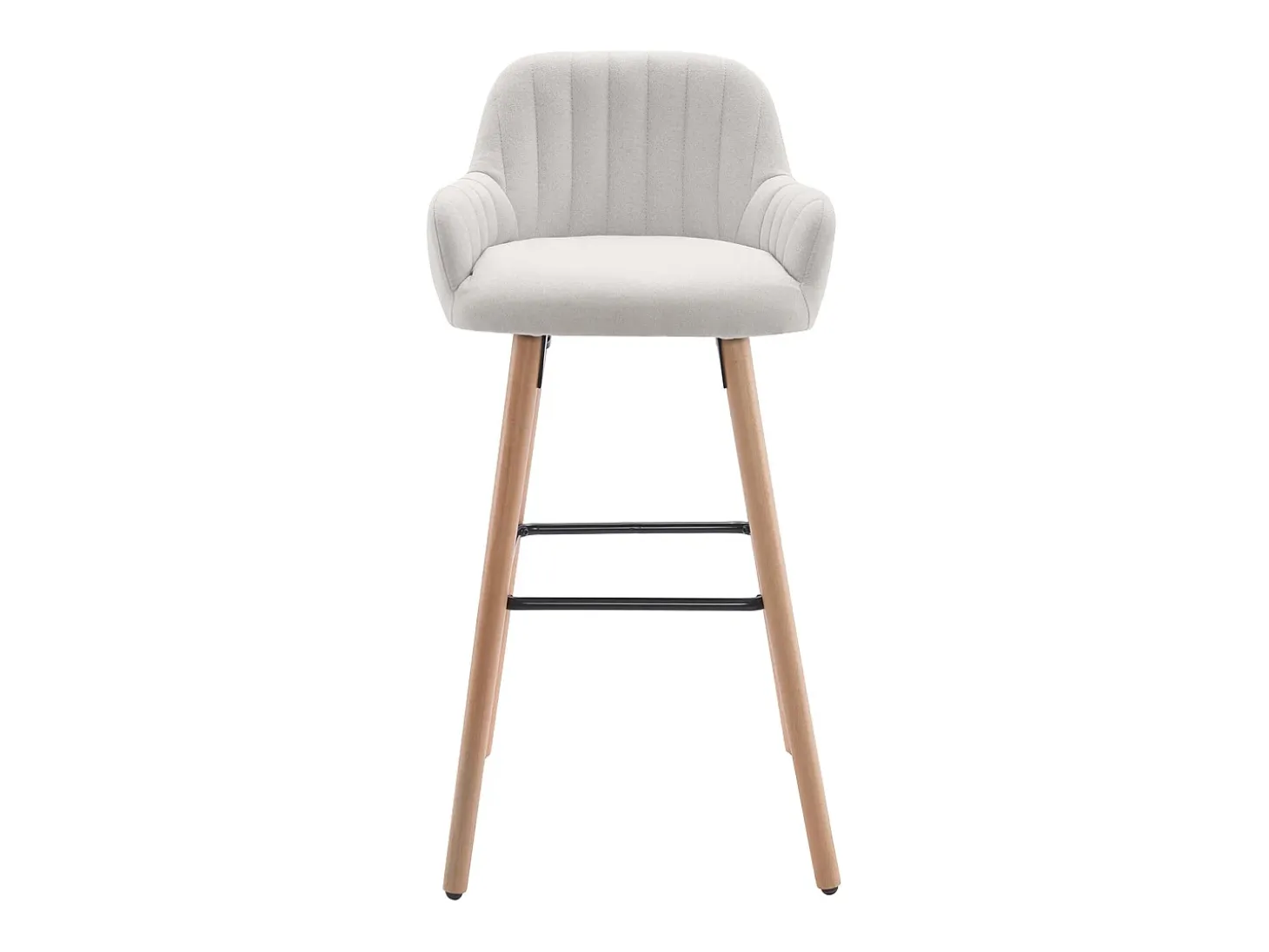 taburete alto de tela y madera de haya - Crema - ELEANA