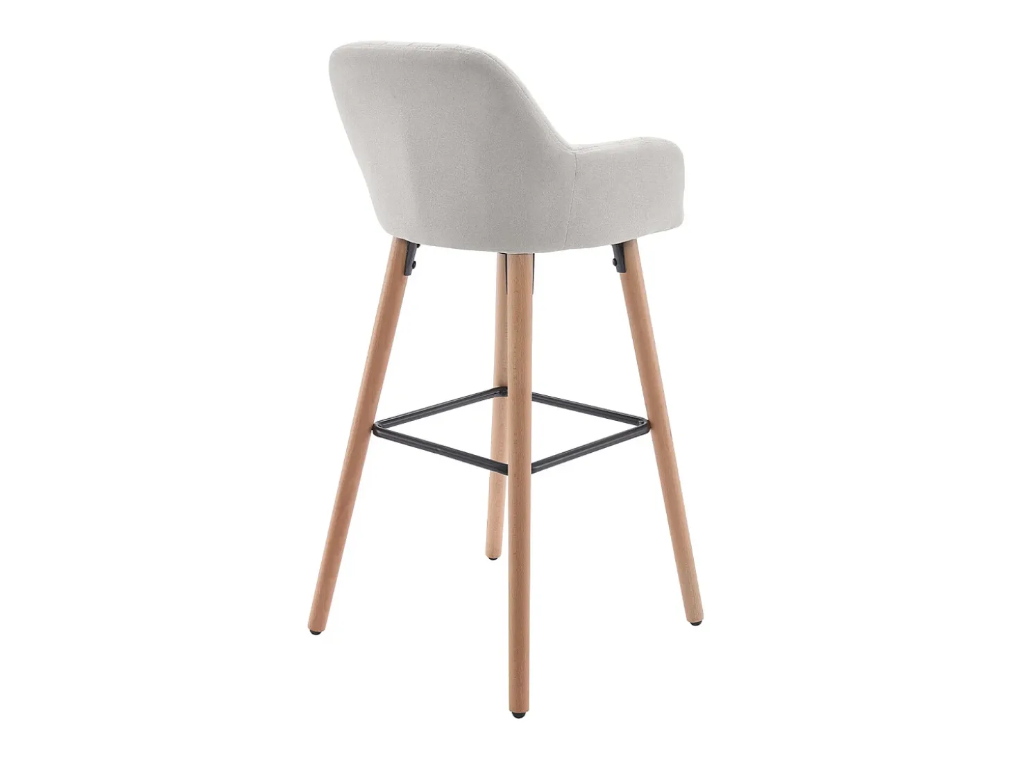 taburete alto de tela y madera de haya - Crema - ELEANA