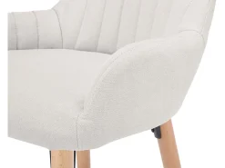 taburete alto de tela y madera de haya - Crema - ELEANA