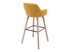 taburete alto de tela y patas madera de haya - Amarillo - ELEANA