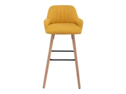 taburete alto de tela y patas madera de haya - Amarillo - ELEANA