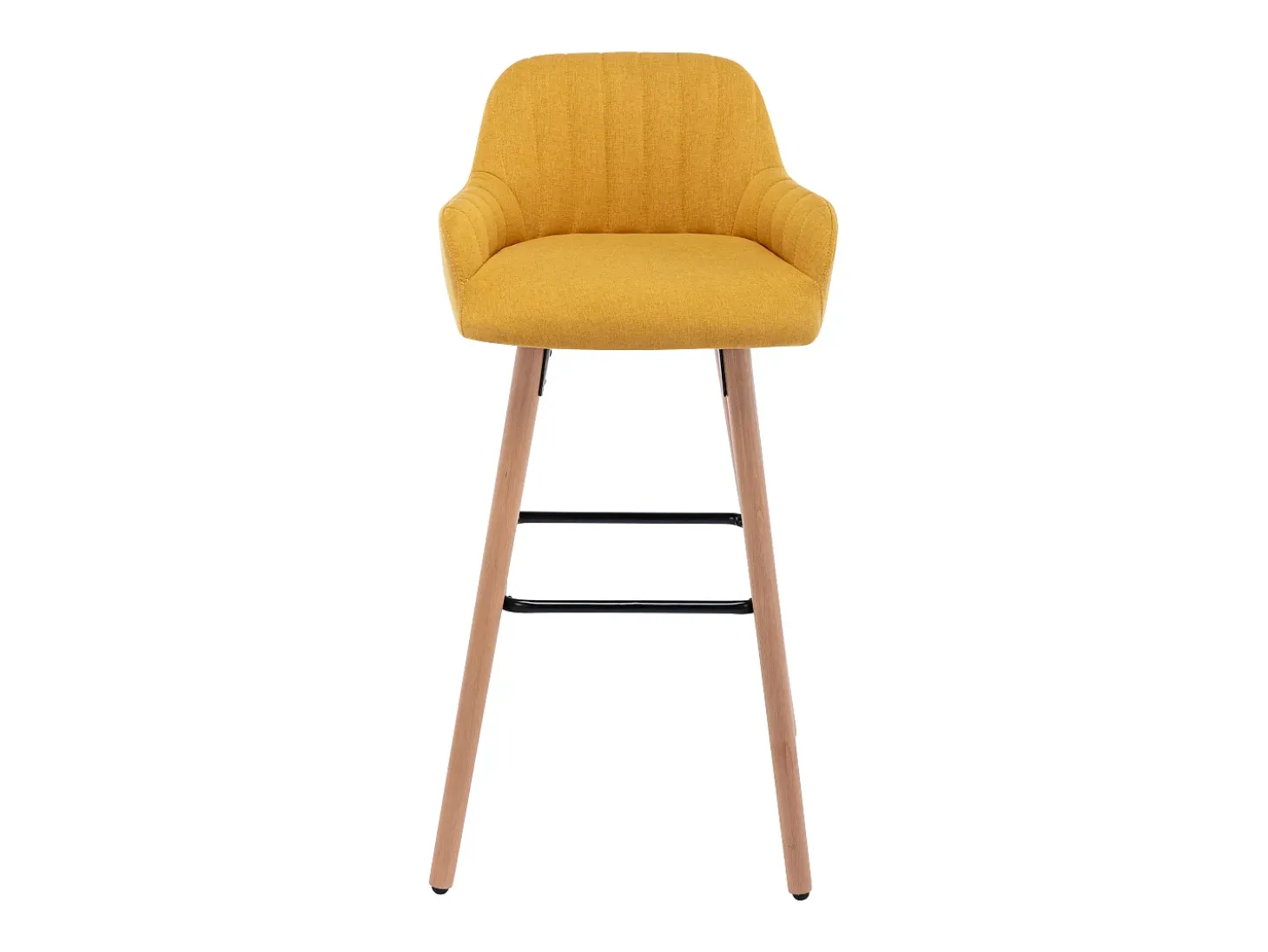 taburete alto de tela y patas madera de haya - Amarillo - ELEANA