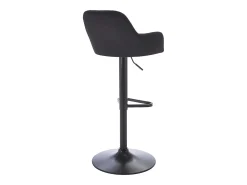 Taburete alto de terciopelo y metal - Altura ajustable - Negro - ELEANA
