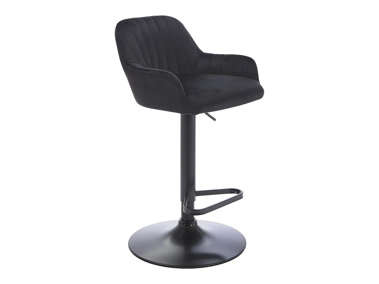 Taburete alto de terciopelo y metal - Altura ajustable - Negro - ELEANA
