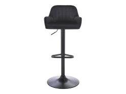 Taburete alto de terciopelo y metal - Altura ajustable - Negro - ELEANA