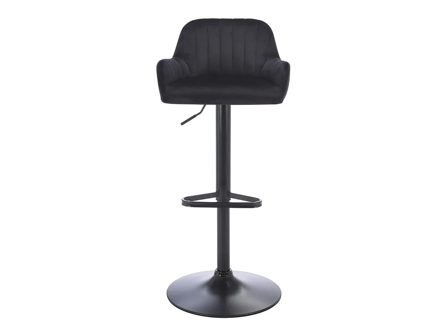 Taburete alto de terciopelo y metal - Altura ajustable - Negro - ELEANA
