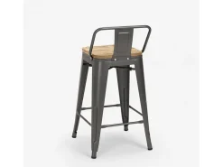 taburete alto estilo diseño industrial cocina bar steel wood top light - Gris Oscuro