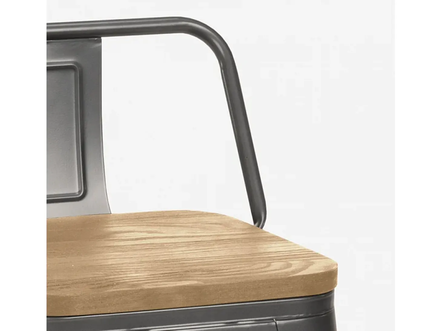 taburete alto estilo diseño industrial cocina bar steel wood top light - Gris Oscuro