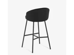 Taburete alto para bar o cocina de diseño moderno en terciopelo y metal negro Cincinnati - Negro
