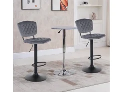 Taburete alto regulable para cocina tapizado en tejido terciopelo Toronto - Gris Oscuro