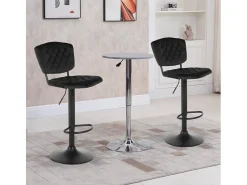 Taburete alto regulable para cocina tapizado en tejido terciopelo Toronto - Negro