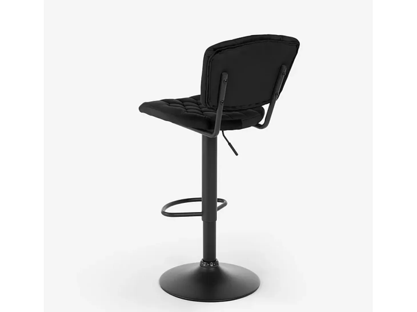 Taburete alto regulable para cocina tapizado en tejido terciopelo Toronto - Negro