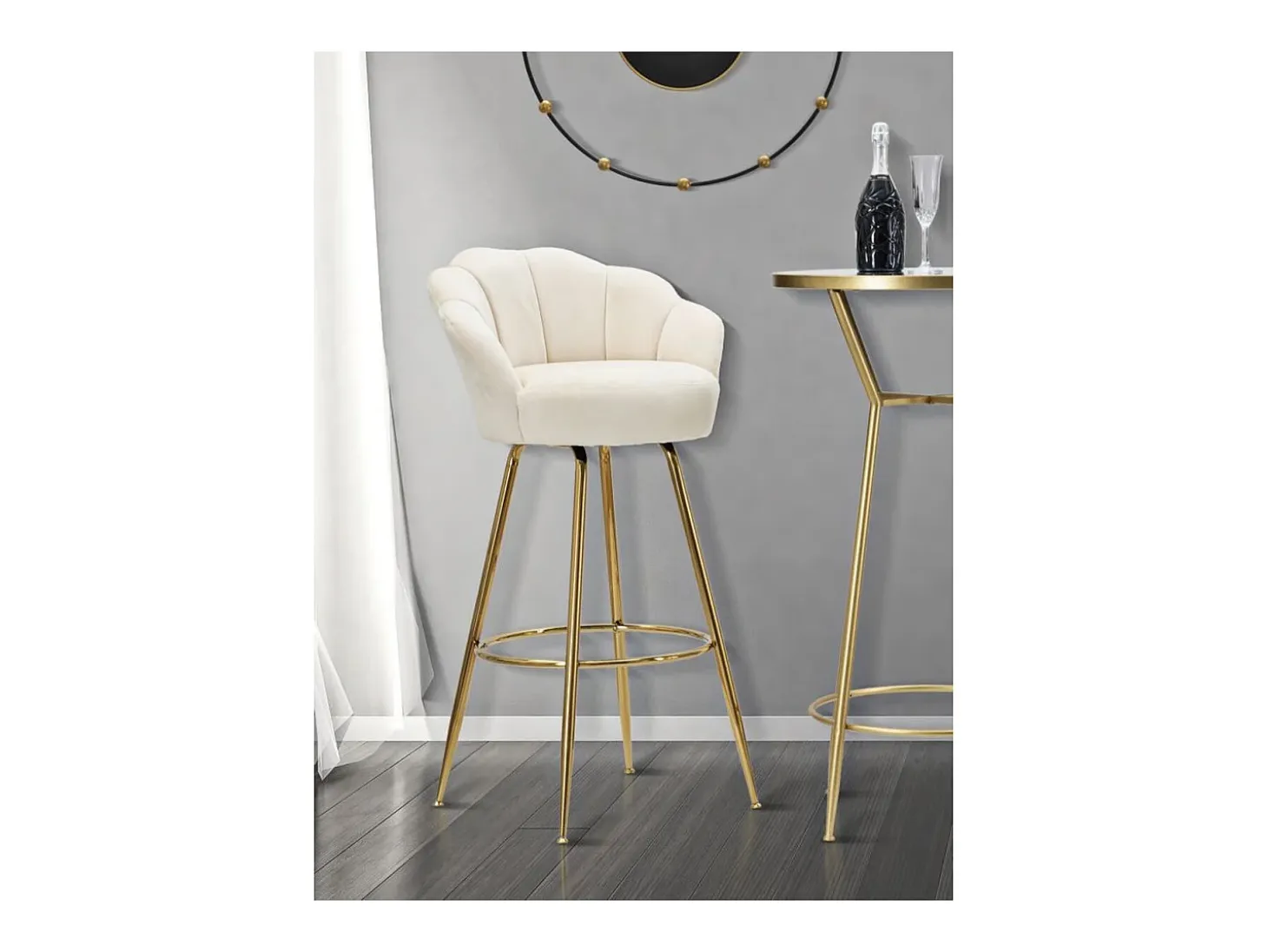 Taburete Alto VKH451, Beige, 55x53x110 cm, Kendra Home