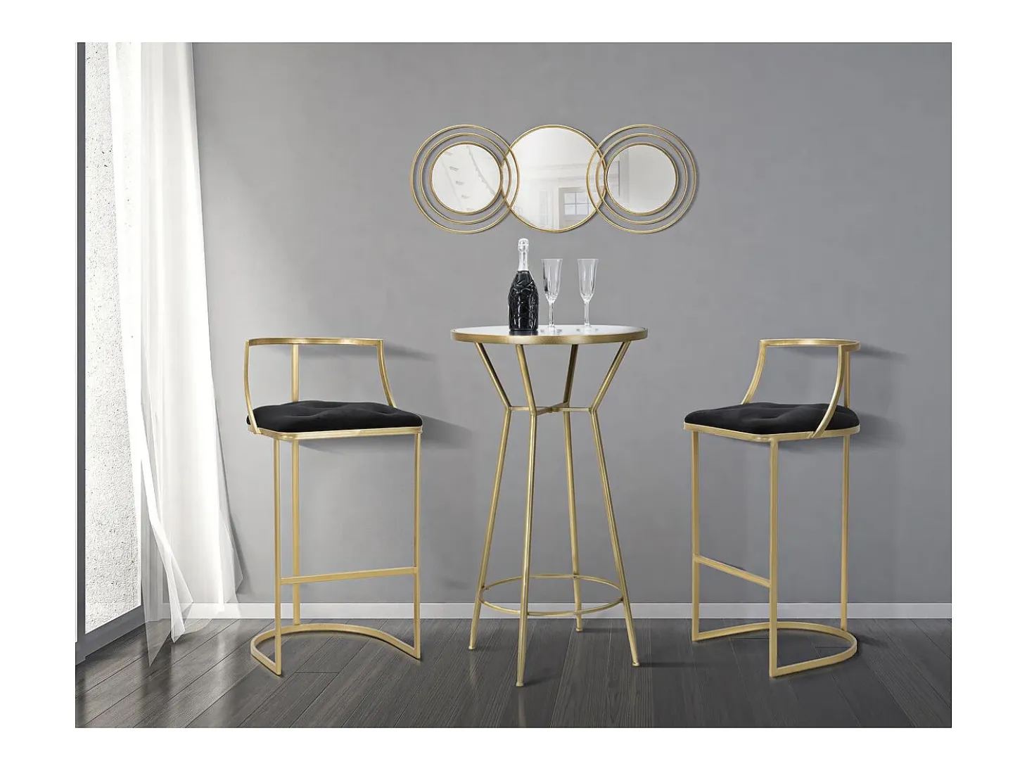 Taburete Alto VKH450, Oro, 45x45x90 cm, Kendra Home
