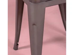 Taburete bajo industrial en acero envejecido y asiento de madera (45cm) - Bistro - Antique