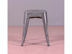 Taburete bajo industrial en acero metalizado (45cm) - Bistro - Metálico