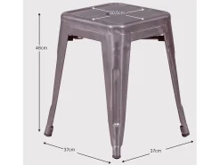 Taburete bajo industrial en acero metalizado (45cm) - Bistro - Metálico
