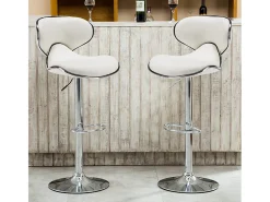 Taburete cocina y bar moderno giratorio cromado diseño Amarillo - Blanco