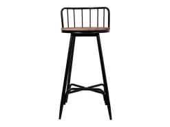 Taburete Con Respaldo De Metal Y Madera Gris