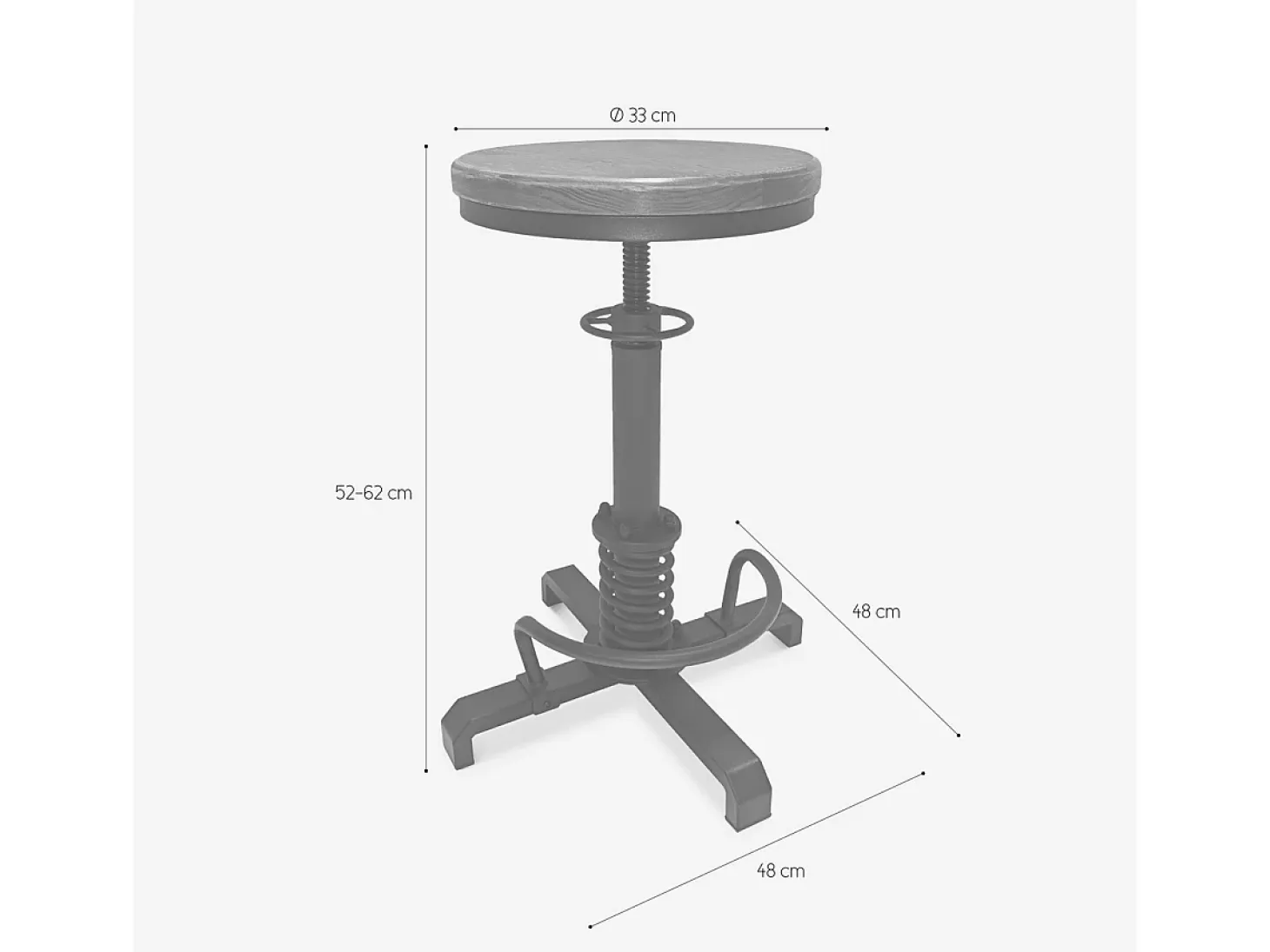 Taburete de bar ajustable con tornillo de rosca estilo industrial vintage Helix