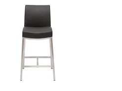 Taburete de bar aluminio cepillado PU negro 70cm lote de dos OLLY