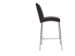 Taburete de bar aluminio cepillado PU negro 70cm lote de dos OLLY