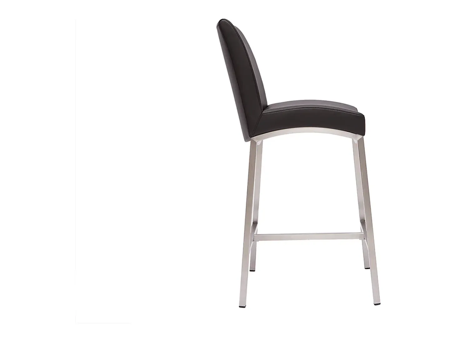 Taburete de bar aluminio cepillado PU negro 70cm lote de dos OLLY