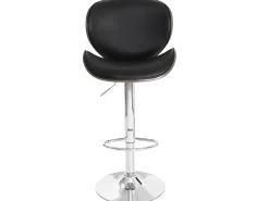 Taburete de bar Arklow, gris, imitación cuero negro