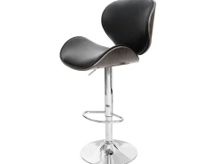 Taburete de bar Arklow, gris, imitación cuero negro