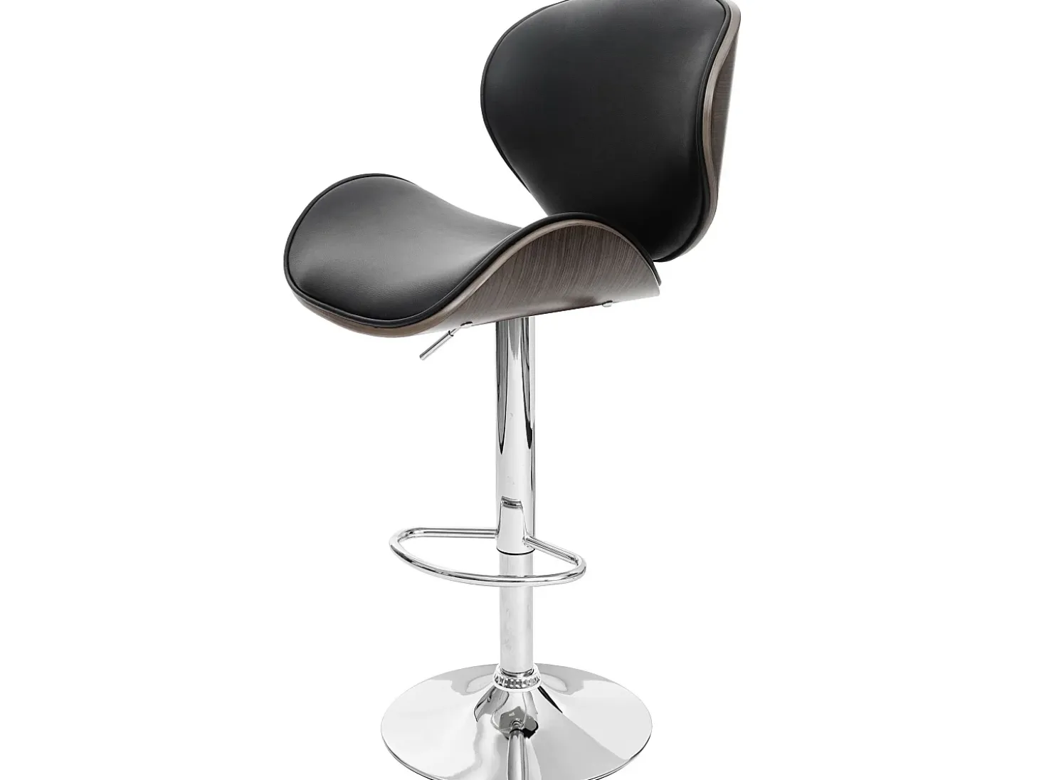 Taburete de bar Arklow, gris, imitación cuero negro