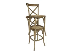 Taburete de bar bistró vintage de madera, set de 2 marrón viejo