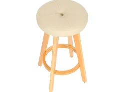 Taburete de bar Boras (juego de 2) giratorio, crema, patas claras