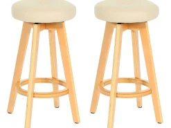 Taburete de bar Boras (juego de 2) giratorio, crema, patas claras