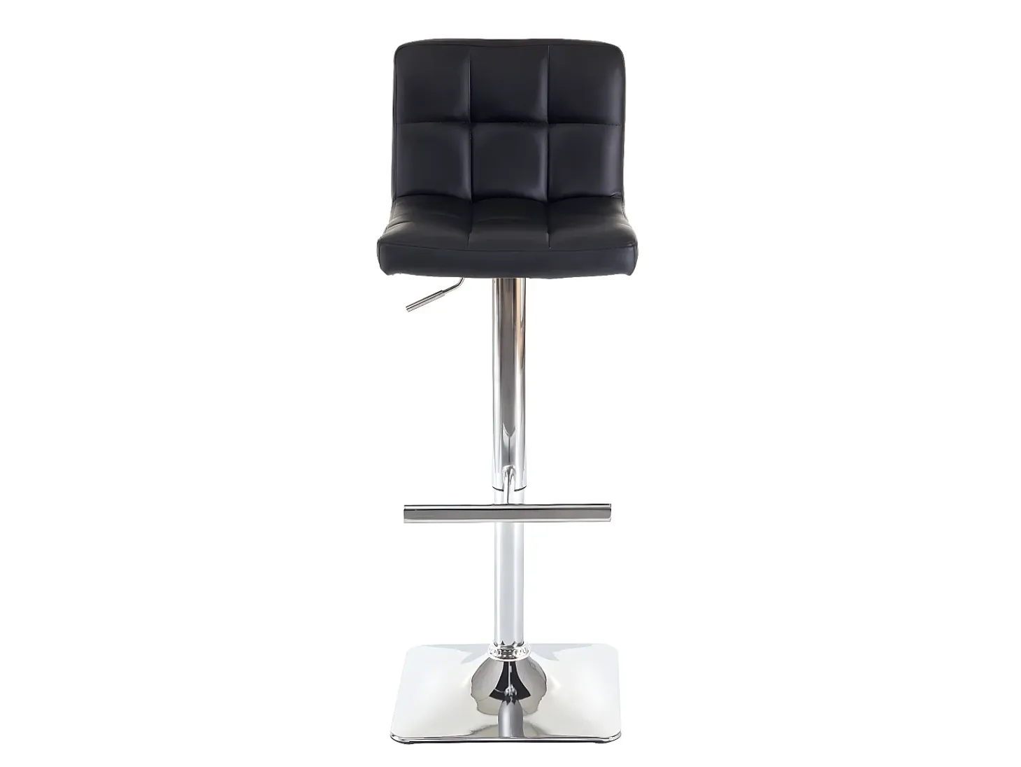 Taburete de bar Cadiz (set de 2), piel sintética negra, base cromada