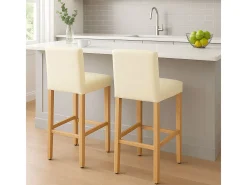 Taburete de bar Cesena (set de 2), crema, pies claros
