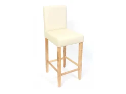 Taburete de bar Cesena (set de 2), crema, pies claros
