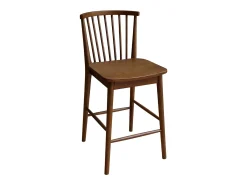 Taburete de bar con barrotes de madera de hevea, set de 2 nogal