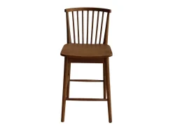 Taburete de bar con barrotes de madera de hevea, set de 2 nogal