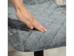 Taburete de bar con respaldo, regulable en altura, tejido chenilla, patas de metal, gris oscuro (51,5x48x112 cm)