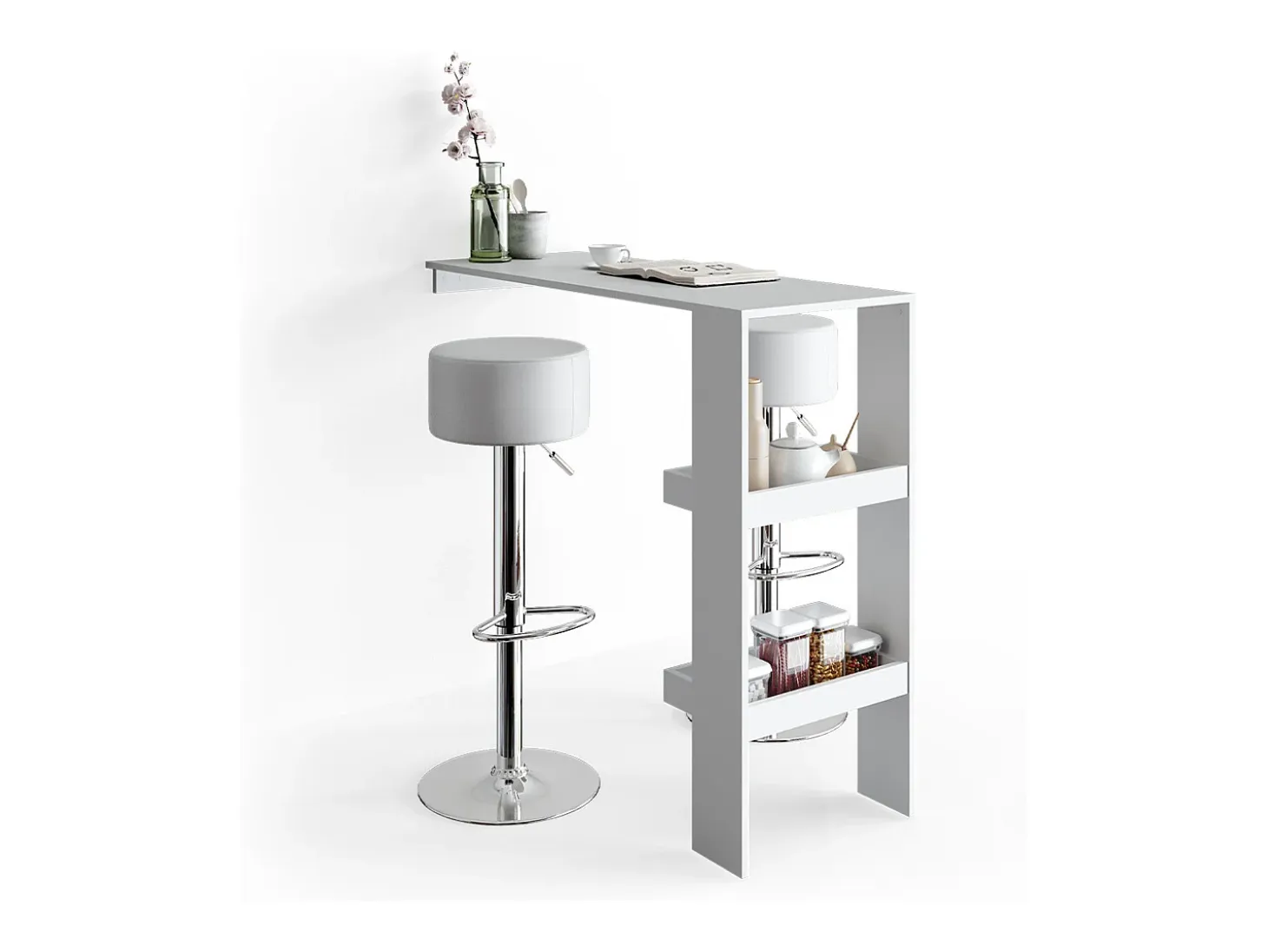Taburete de bar conjunto de 2 blanco 33x33x92