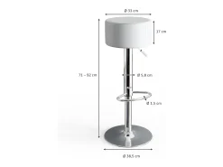 Taburete de bar conjunto de 2 blanco 33x33x92