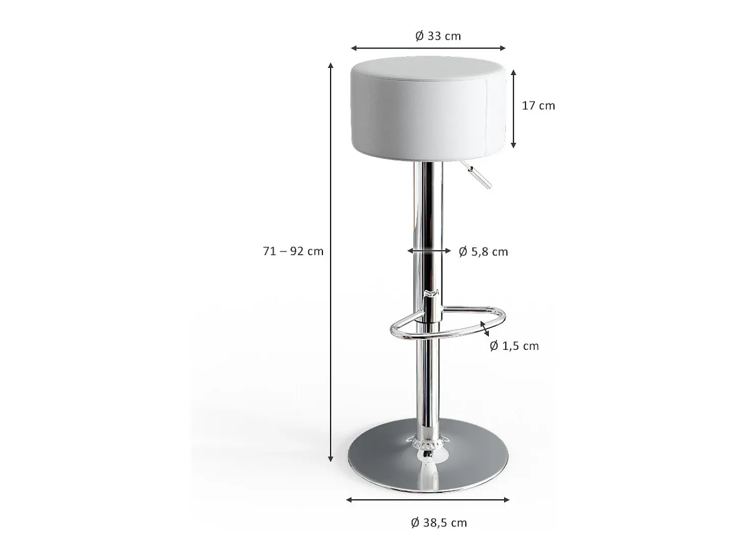 Taburete de bar conjunto de 2 blanco 33x33x92