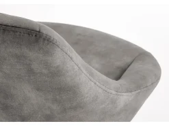 Taburete de bar contemporáneo de terciopelo gris con estructura de metal negro BEDIVERE