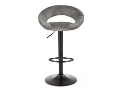 Taburete de bar contemporáneo de terciopelo gris con estructura de metal negro BEDIVERE