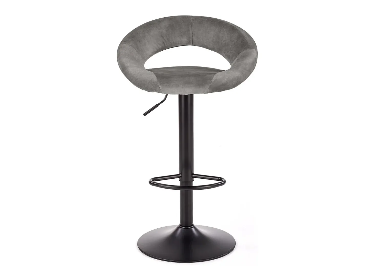 Taburete de bar contemporáneo de terciopelo gris con estructura de metal negro BEDIVERE