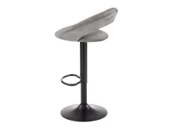 Taburete de bar contemporáneo de terciopelo gris con estructura de metal negro BEDIVERE